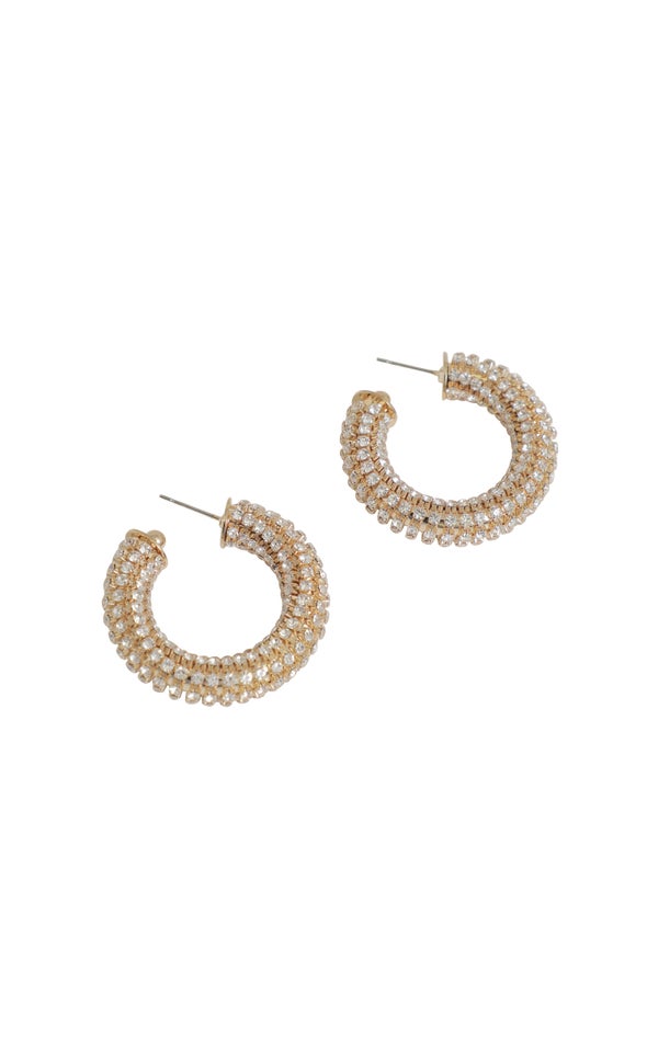 Diamante Stud Hoops Gold
