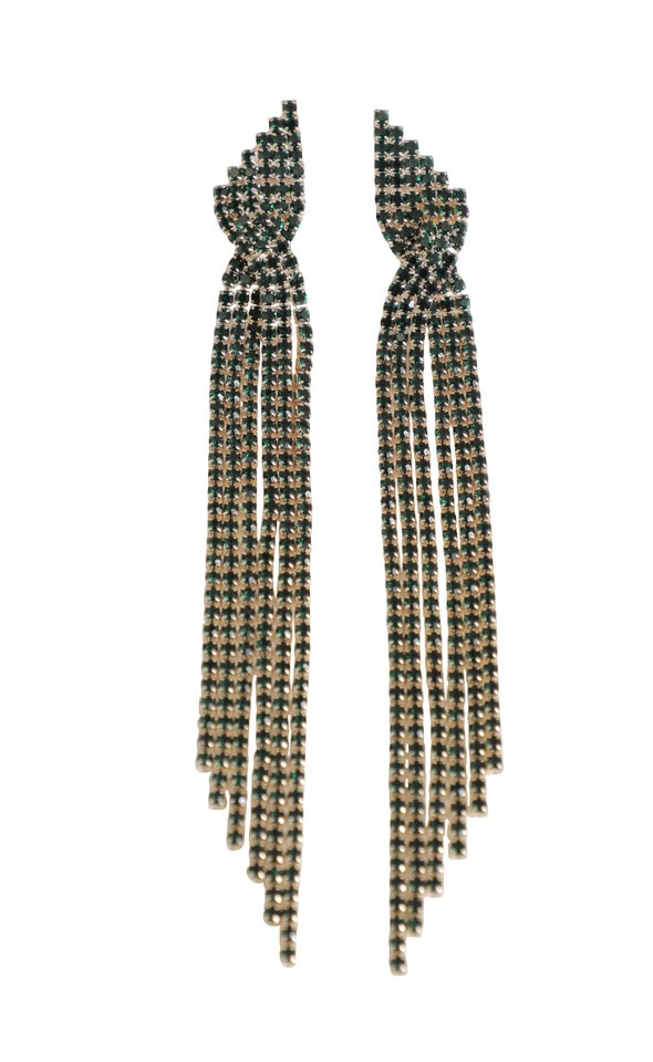 Diamante Waterfall Earrings Emerald
