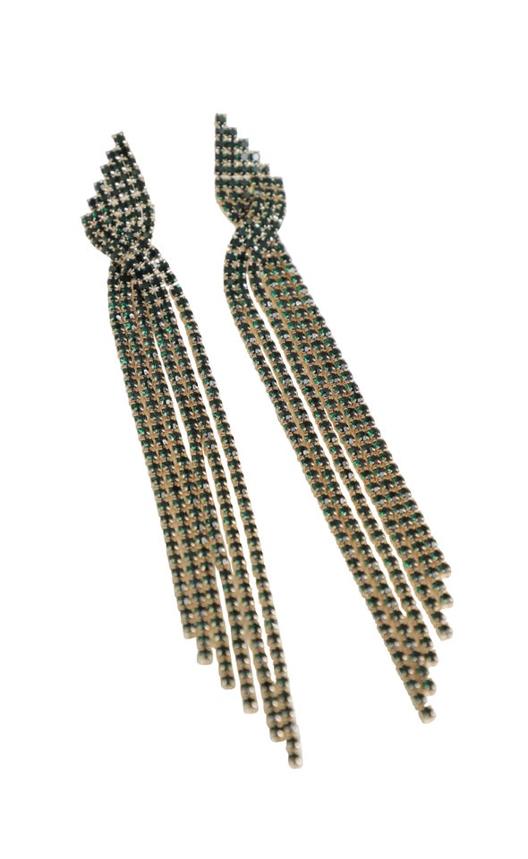 Diamante Waterfall Earrings Emerald