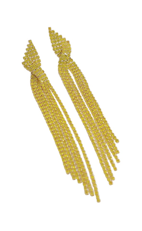 Diamante Waterfall Earrings Yellow