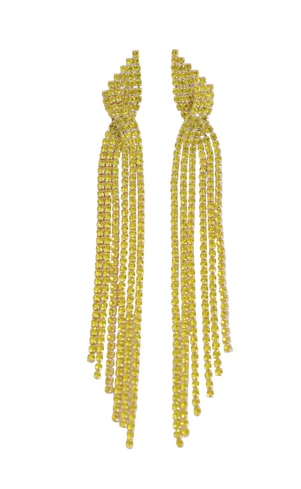 Diamante Waterfall Earrings Yellow
