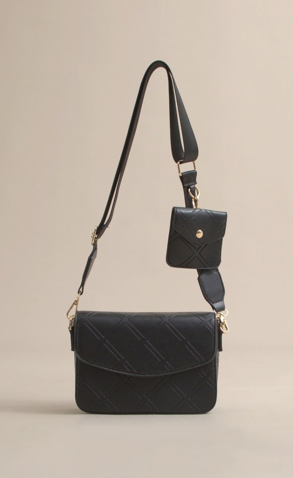 Diamond Quilted Handbag Black