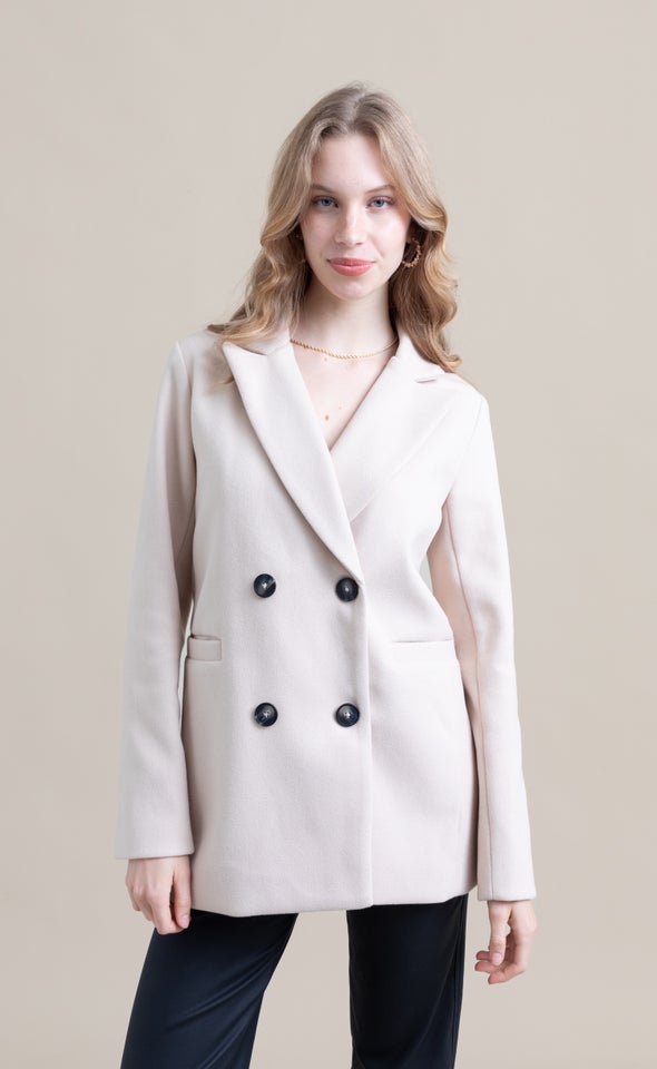 Double Breasted Winter Jacket Natural