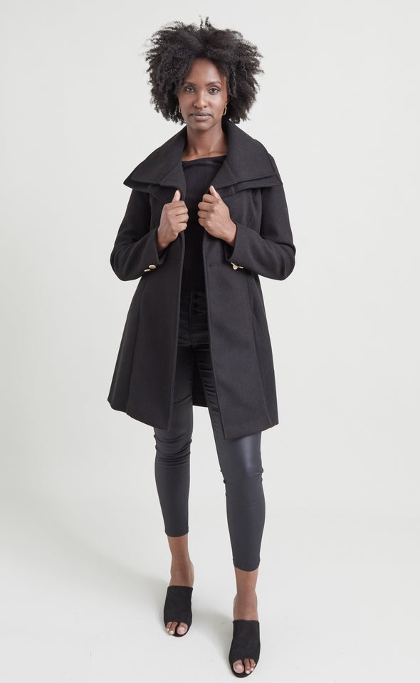 Double Collar Belted Coat