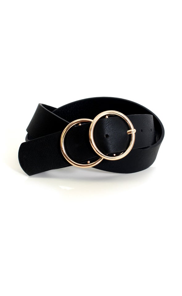 Double Ring Buckle Belt Black