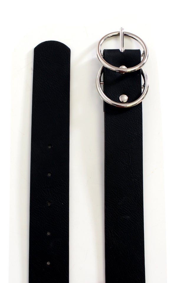 Double Ring Buckle Belt Silver/black