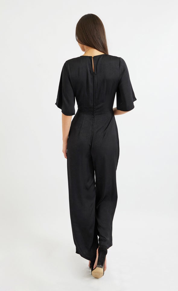 Draped Front Jumpsuit Black