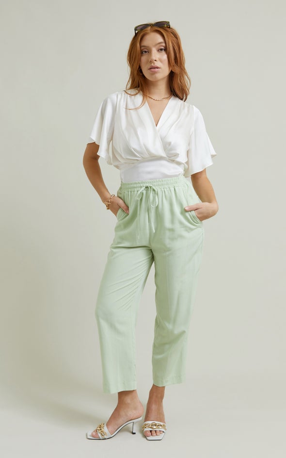 Drawcord Cropped Pants Apple