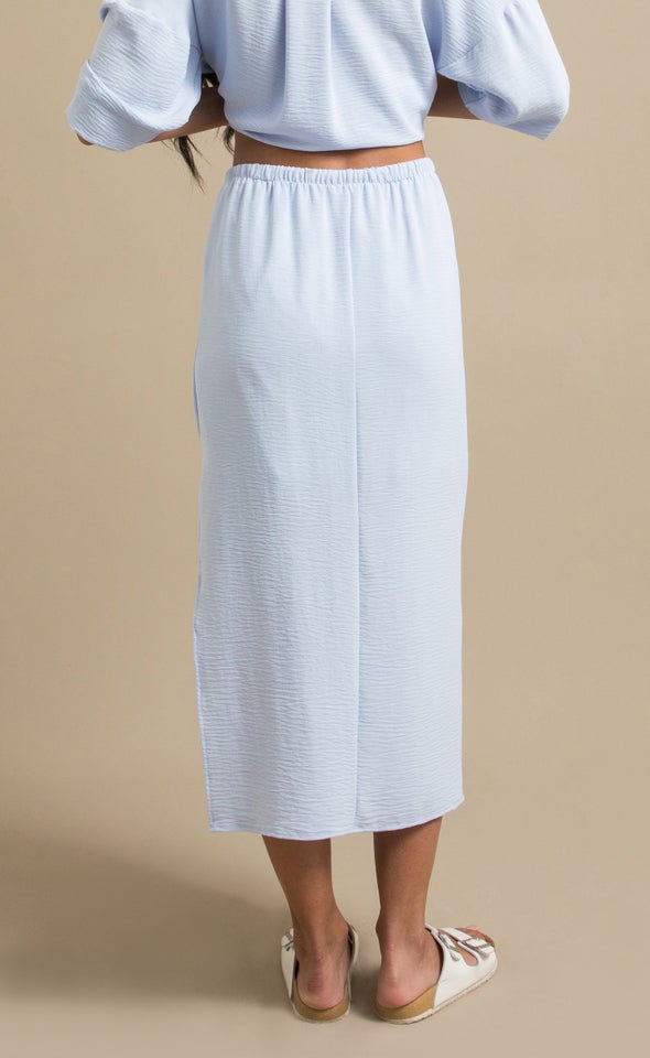 Drawcord Linen Look Skirt Cornflower