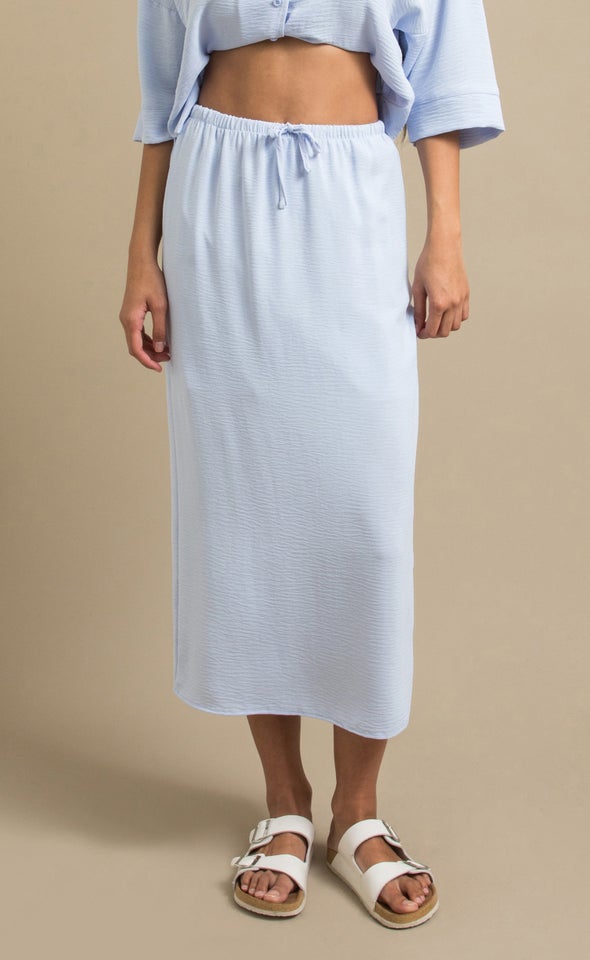 Drawcord Linen Look Skirt Cornflower