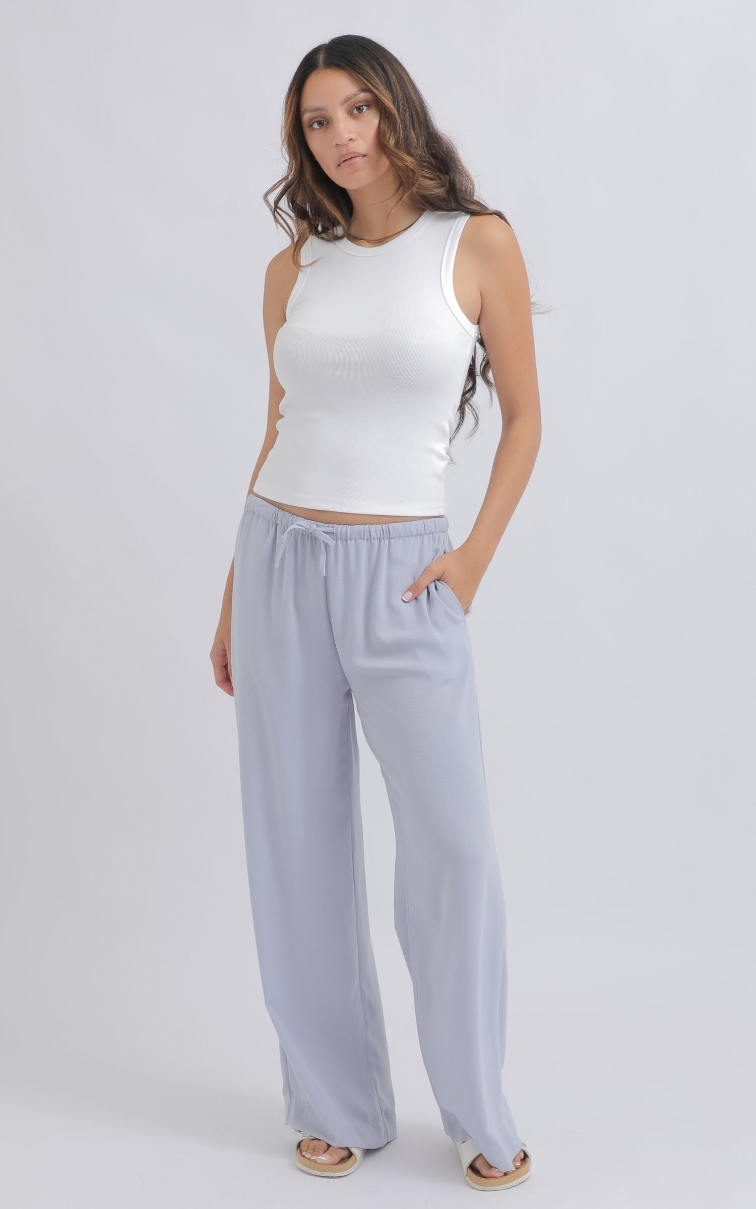 Shop our Drawcord Summer Pants in Lavender | Pagani