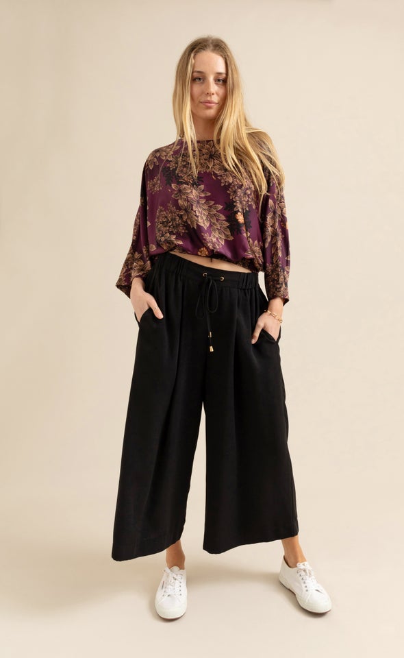 Drawcord Waist Cropped Pants