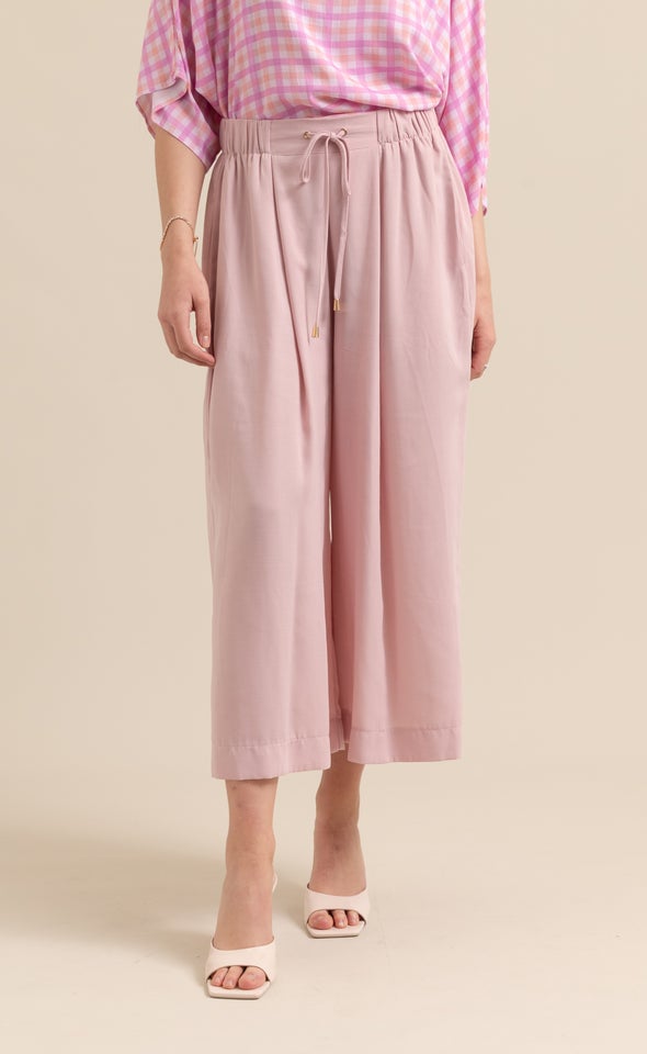Drawcord Waist Cropped Pants Dusky
