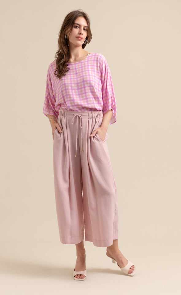 Drawcord Waist Cropped Pants