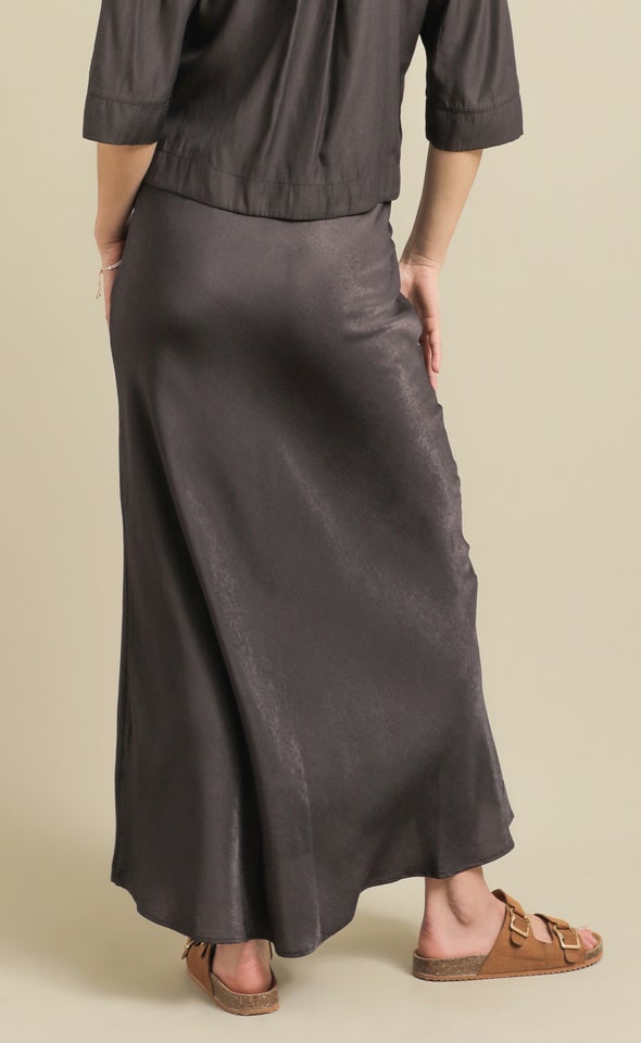 Drawstring Bias Midi Skirt Espresso