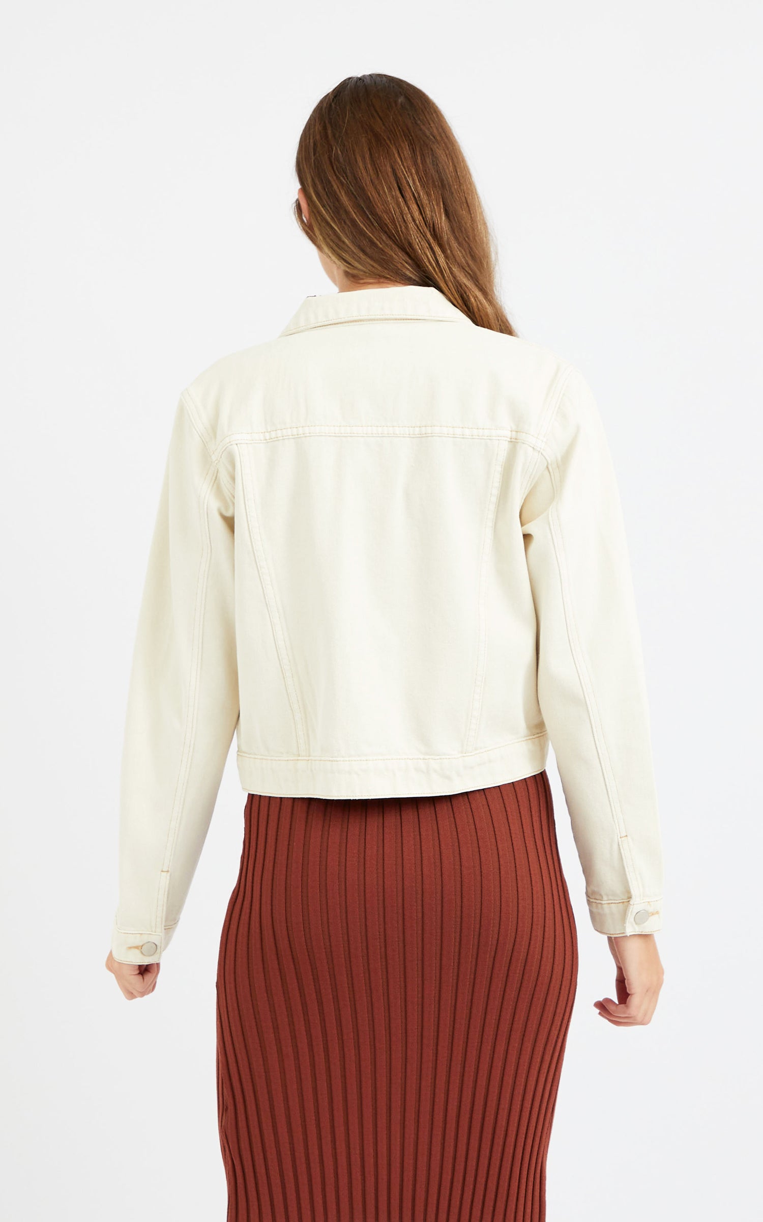 Ecru Cropped Denim Jacket | Pagani