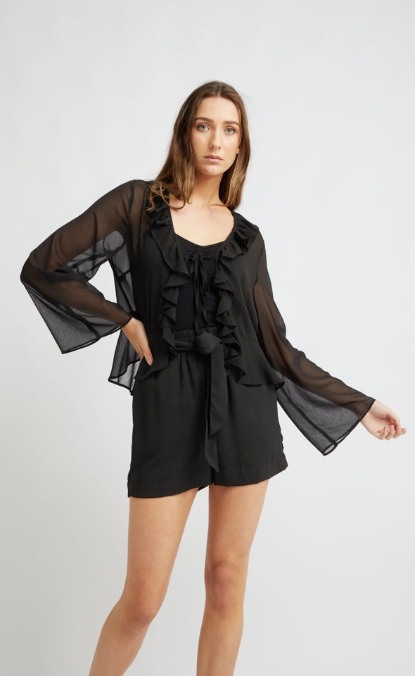 Elastic Waist Suiting Shorts Black