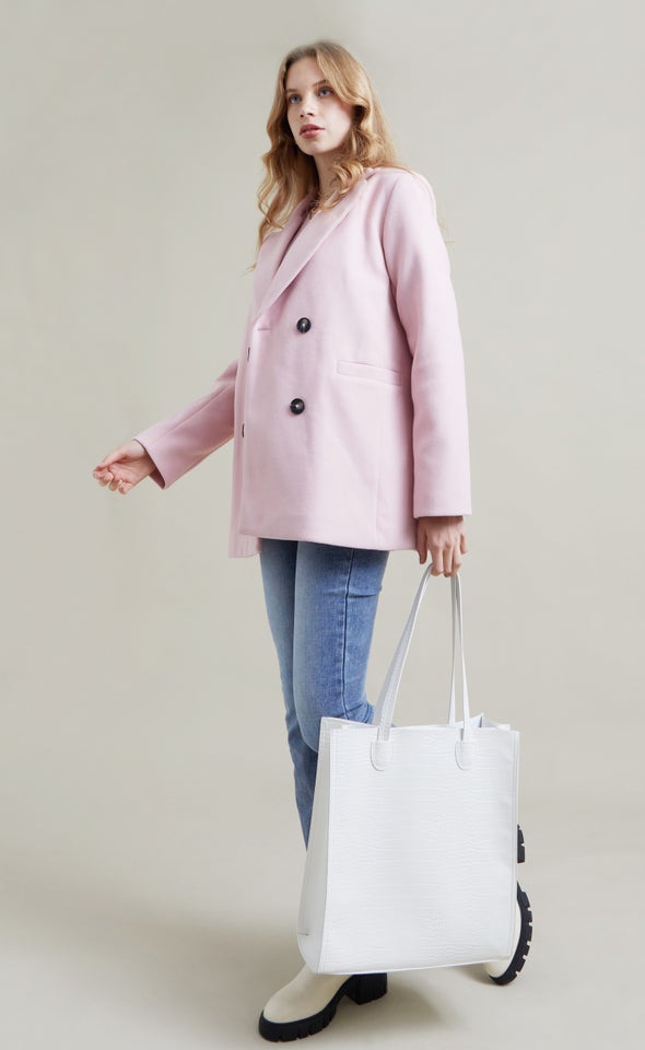 Embossed Work Tote White