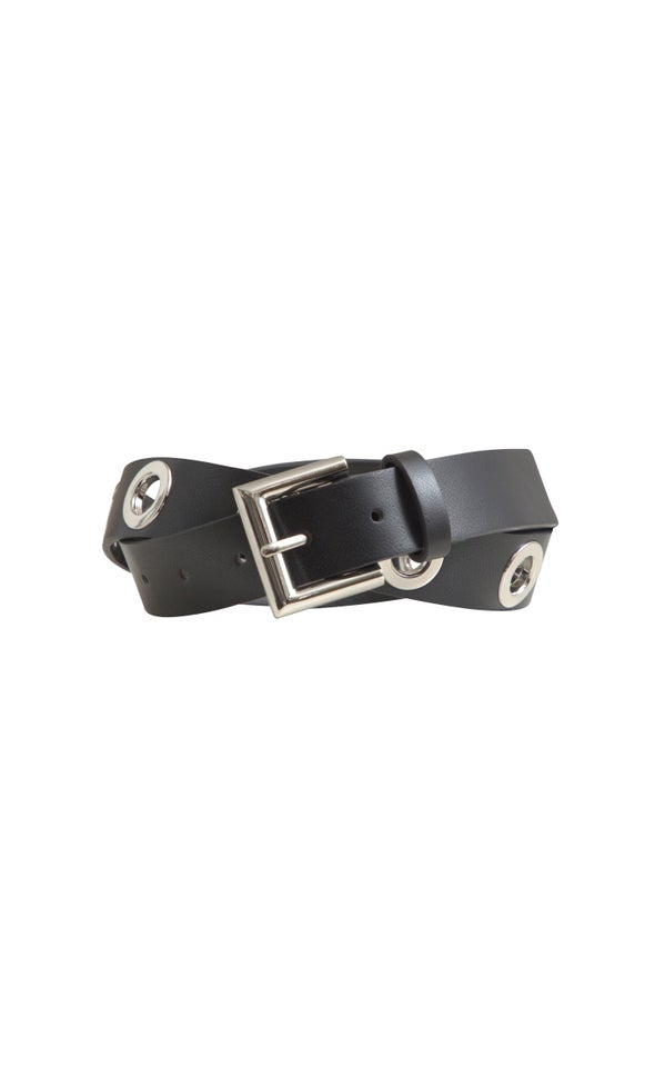 Eyelet Jean Belt Silver/black