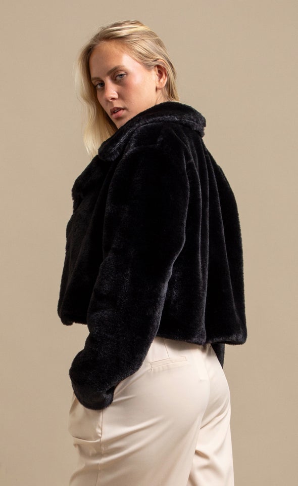 Faux Fur Jacket Black