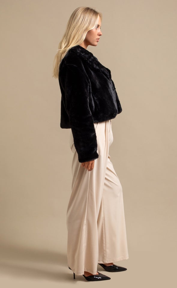 Faux Fur Jacket Black