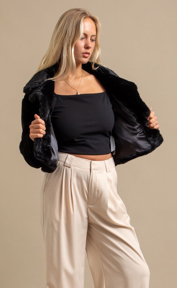 Faux Fur Jacket Black