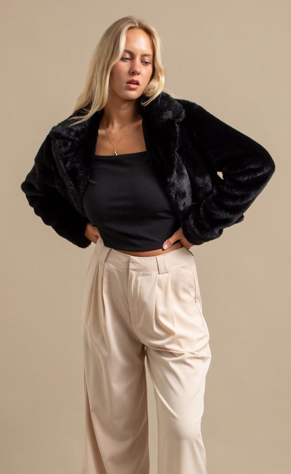 Faux Fur Jacket Black