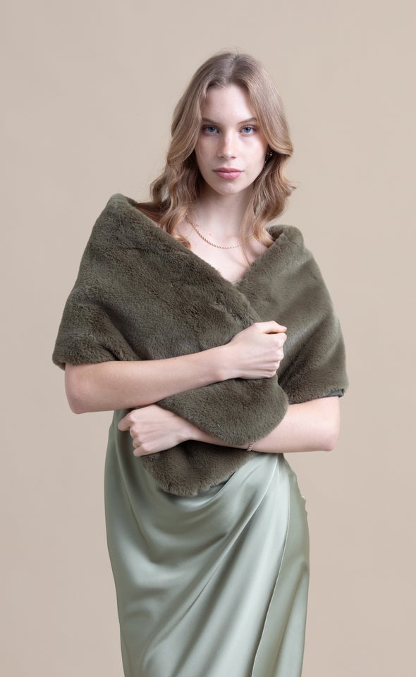 Faux Fur Throw Over Olive
