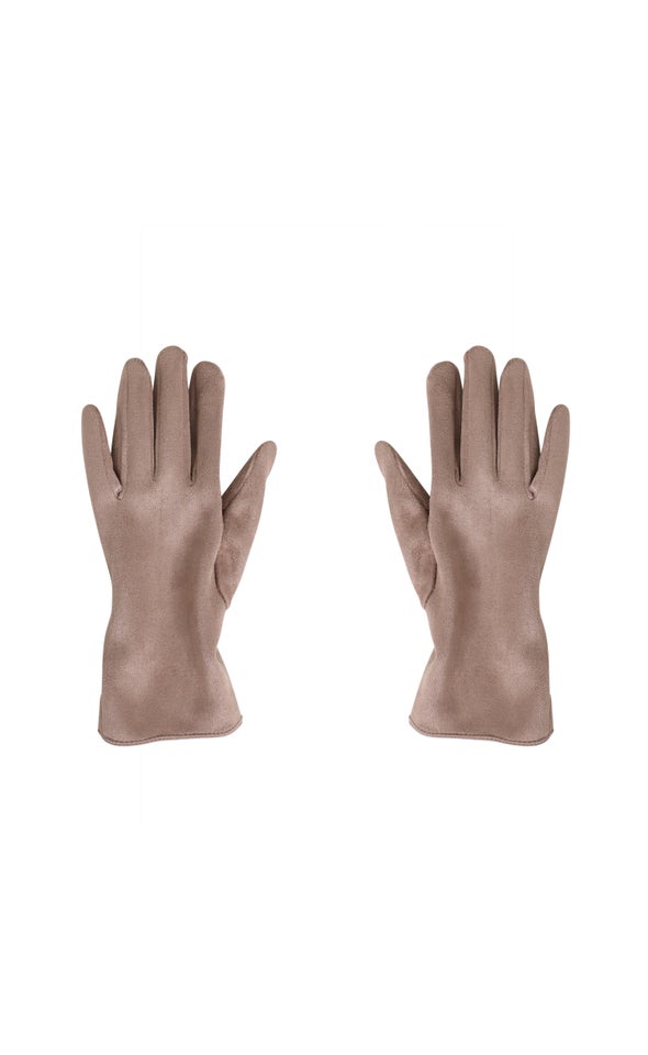 Faux Suede Gloves Beige