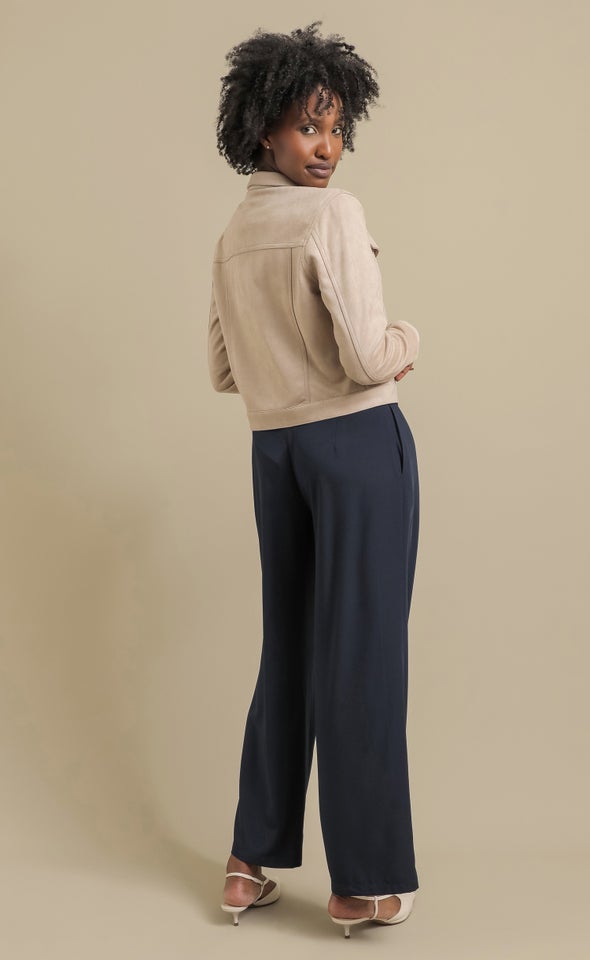 Faux Suede Jean Jacket Natural