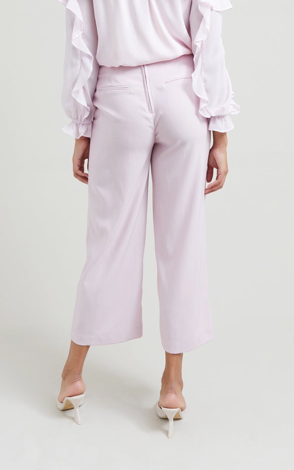 Flat Front Tailored Cropped Pants Blush
