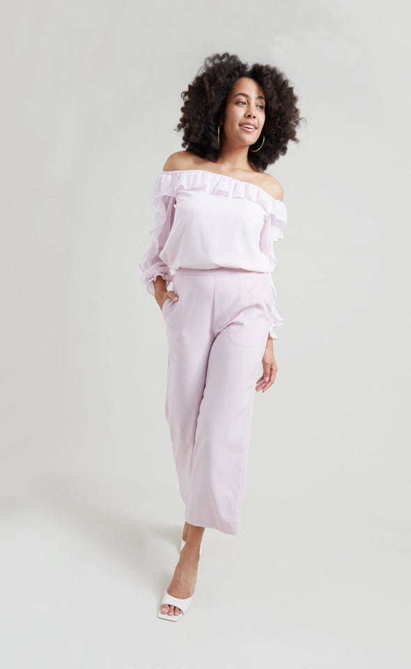 Flat Front Tailored Cropped Pants Blush