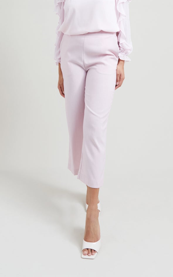 Flat Front Tailored Cropped Pants Blush