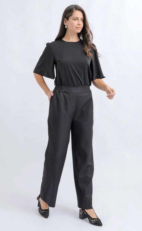 Flat Front Wide Leg Pant Black