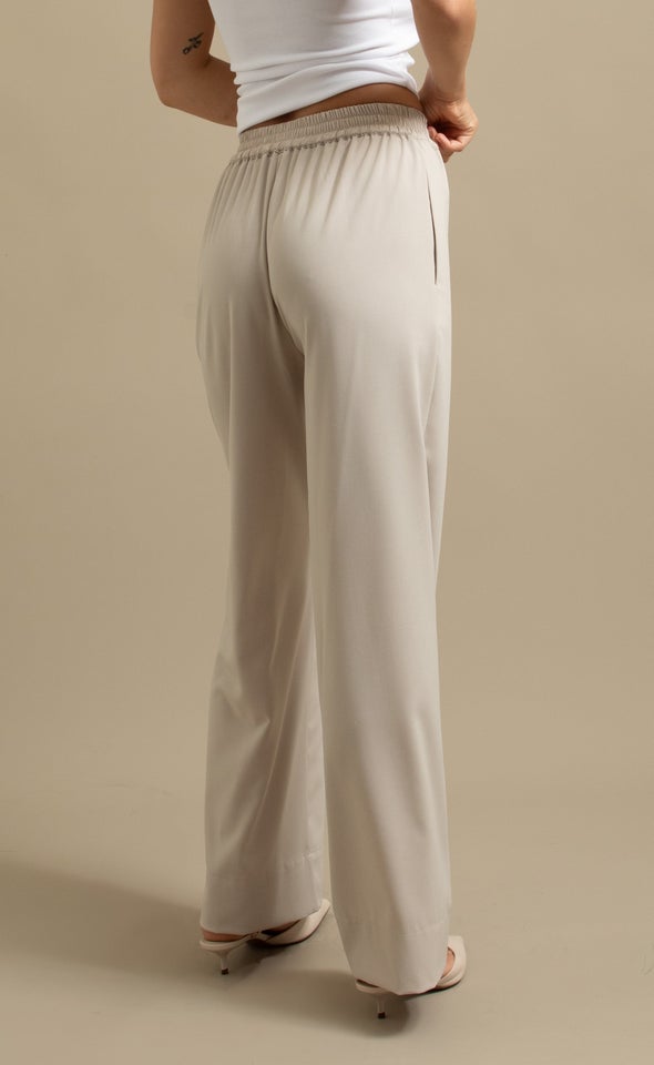 Flat Front Wide Leg Pant Natural