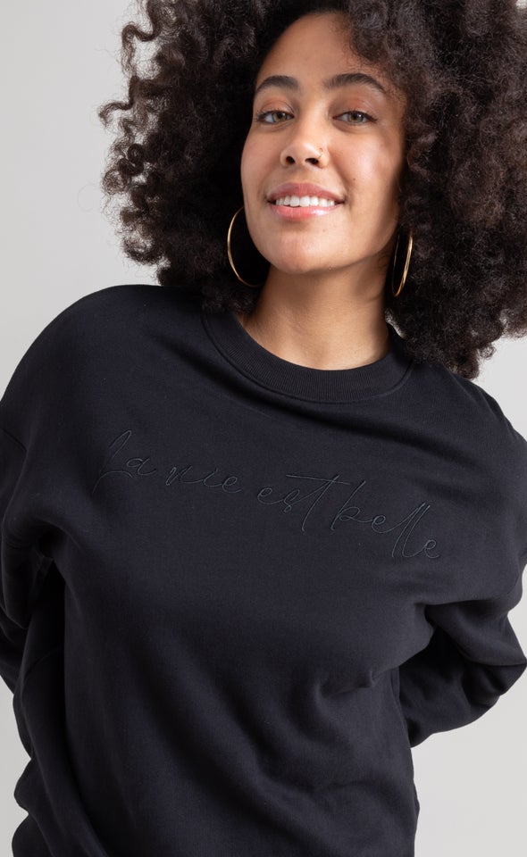 Fleece Crew Sweatshirt Black