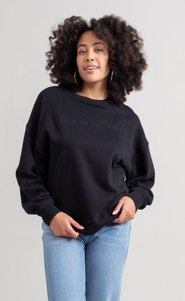 Fleece Crew Sweatshirt Black