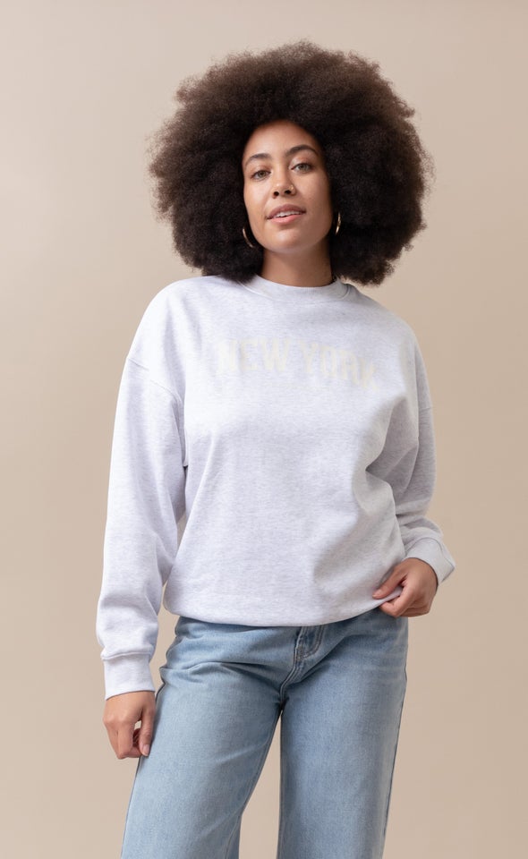 Fleece Crew Sweatshirt Snow Marle/new York