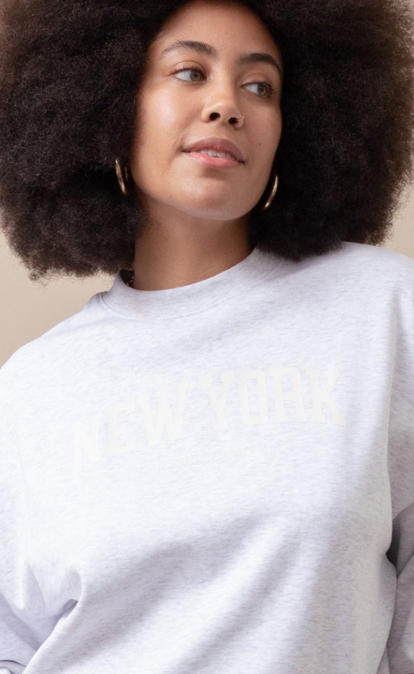 Fleece Crew Sweatshirt Snow Marle/new York