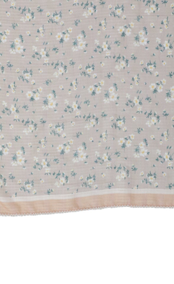 Floral Print Border Scarf Lilac/floral