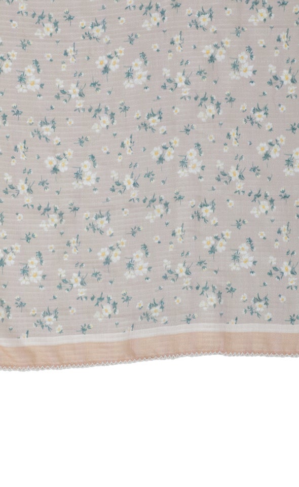 Floral Print Border Scarf Lilac/floral