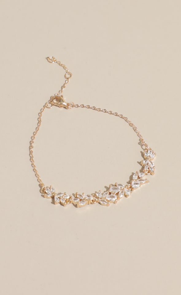 Flower Crystal Bracelet Gold