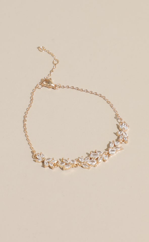 Flower Crystal Bracelet Gold