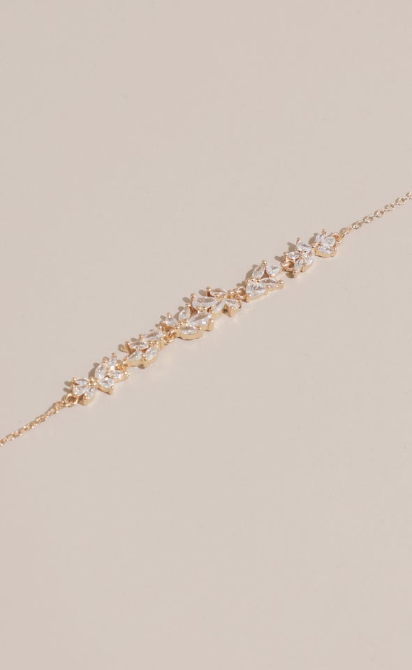 Flower Crystal Bracelet Gold