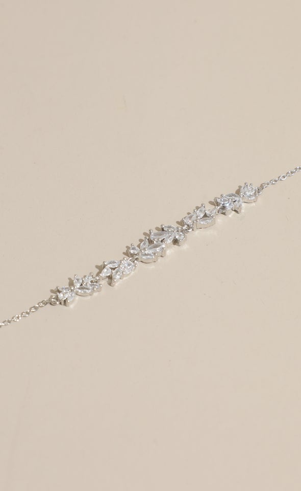 Flower Crystal Bracelet Silver