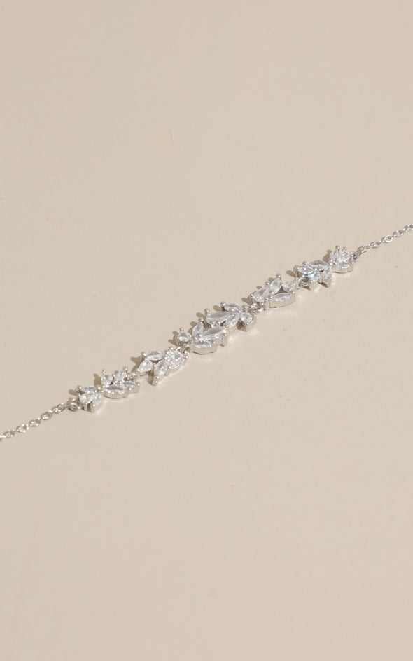 Flower Crystal Bracelet Silver