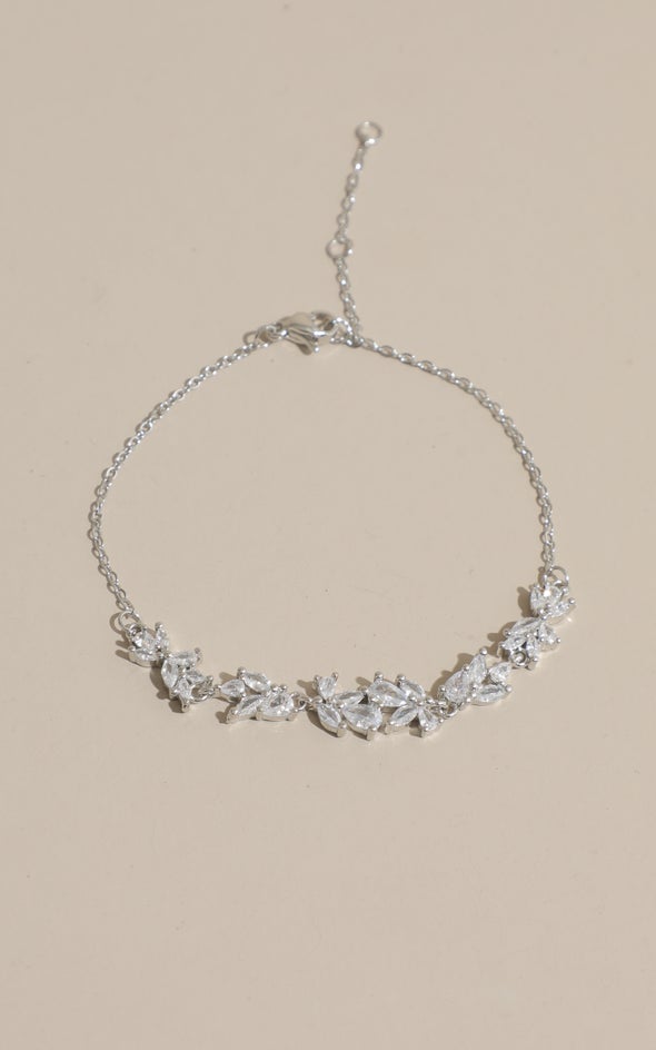 Flower Crystal Bracelet Silver