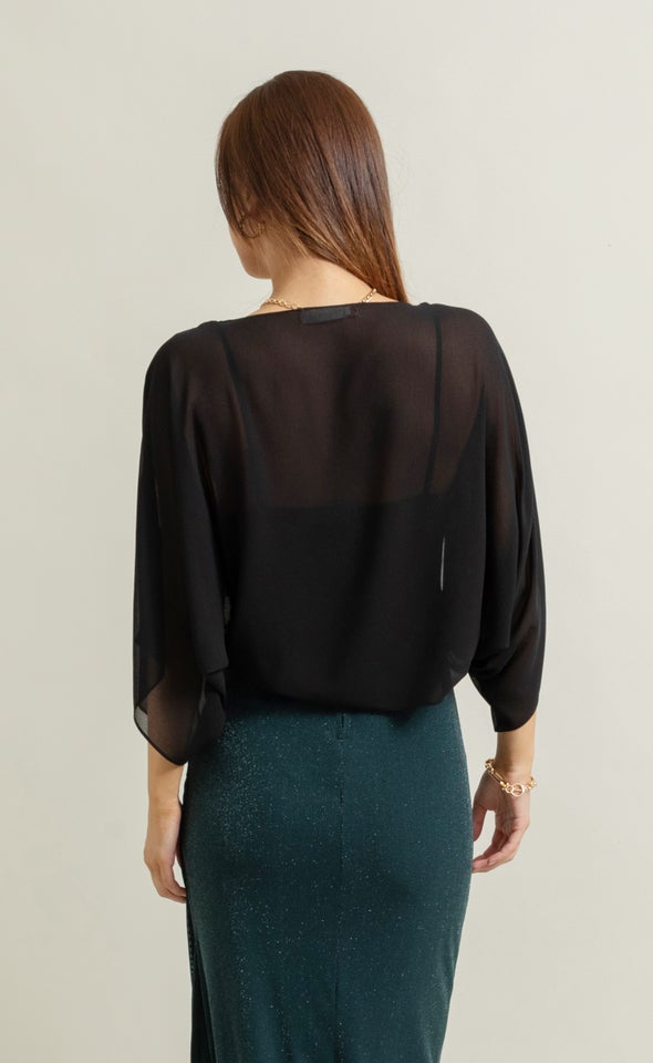 Fluted Sleeve Bolero Black