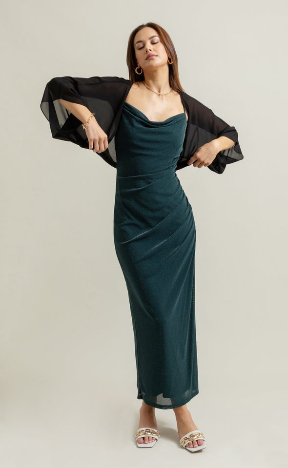Fluted Sleeve Bolero Black