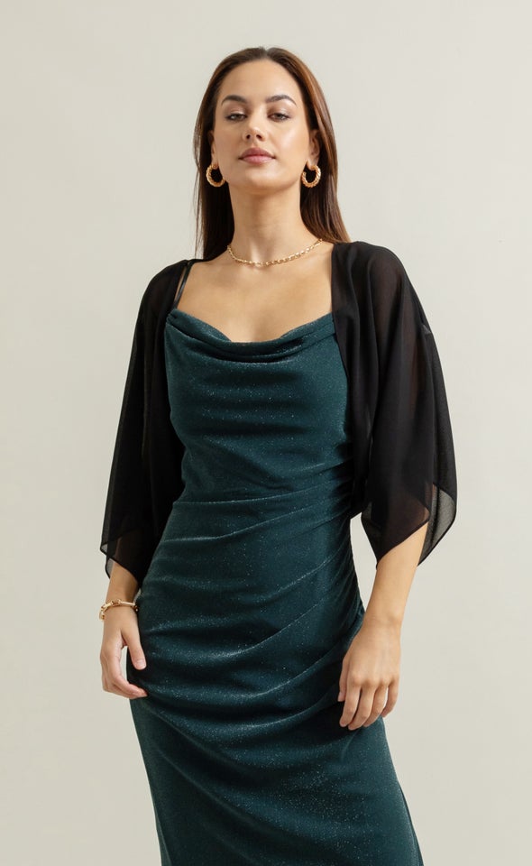 Fluted Sleeve Bolero Black